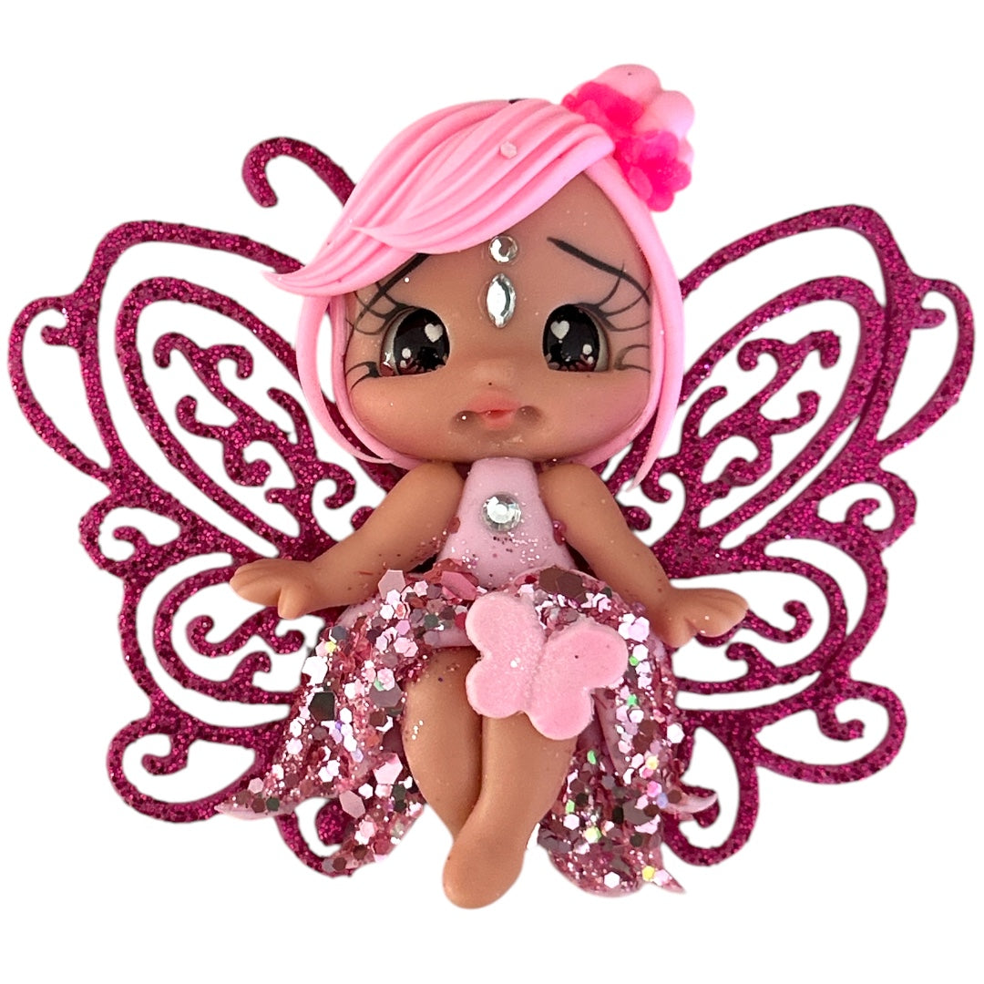 Pink Butterfly Fairy Clay Embellishment