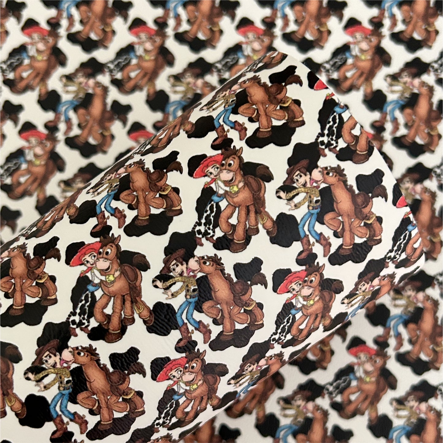 Cowgirl and Cowboy Printed Faux Leather Sheets