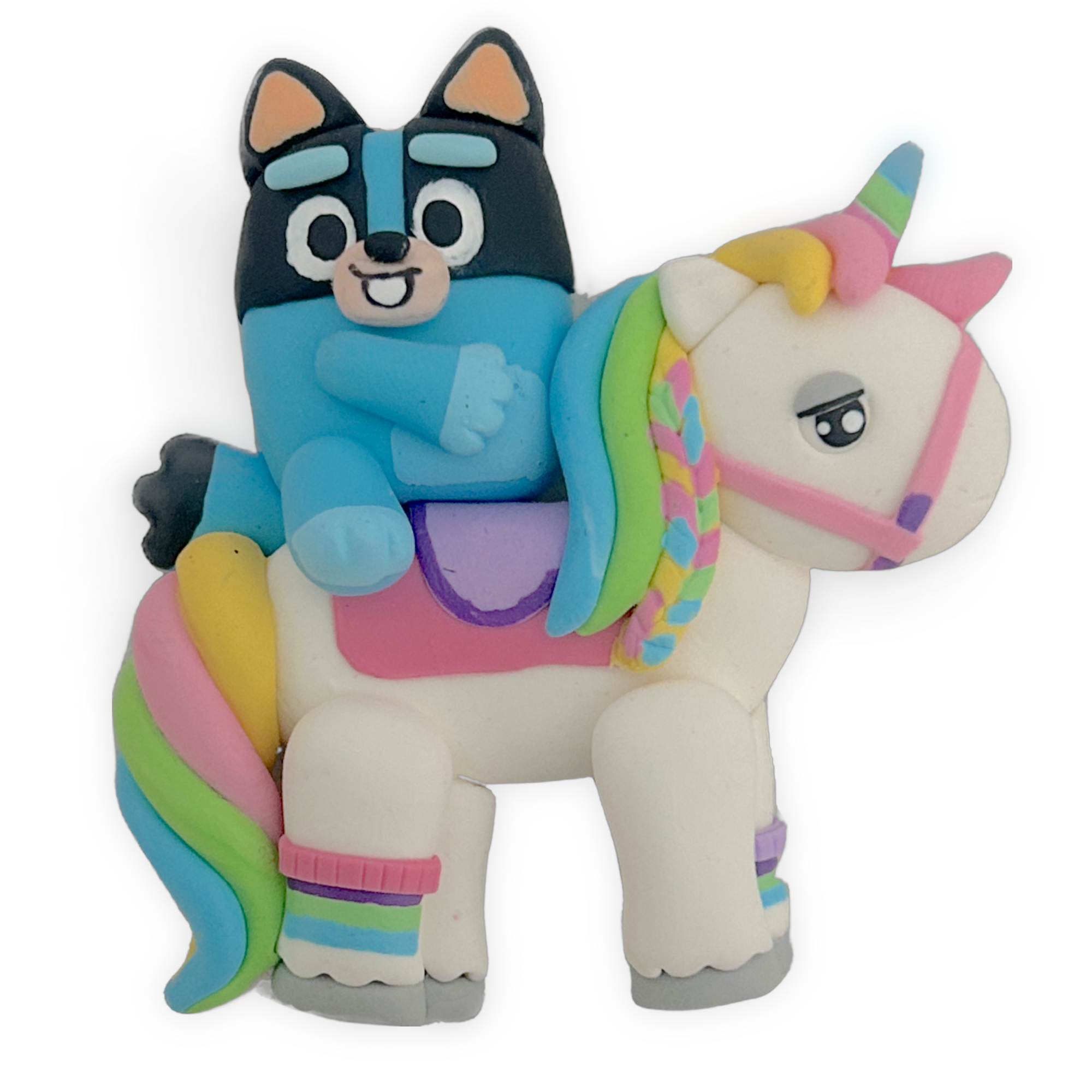 Blue Pup Unicorn Clay Embellishment