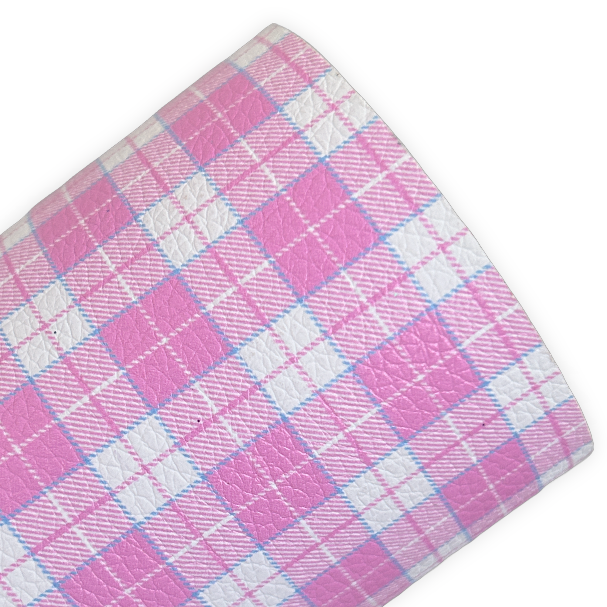 Pink Litchi Plaids Printed Faux Leather Sheets