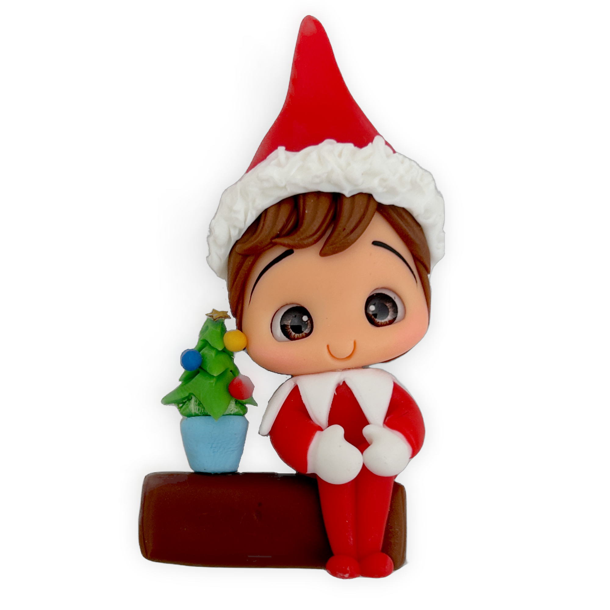 Christmas Elf Boy (Brown Hair) Clay Embellishment