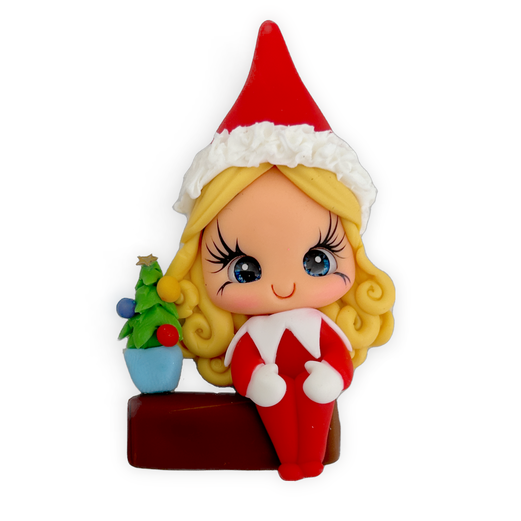 Christmas Elf Girl (Blonde Hair) Clay Embellishment