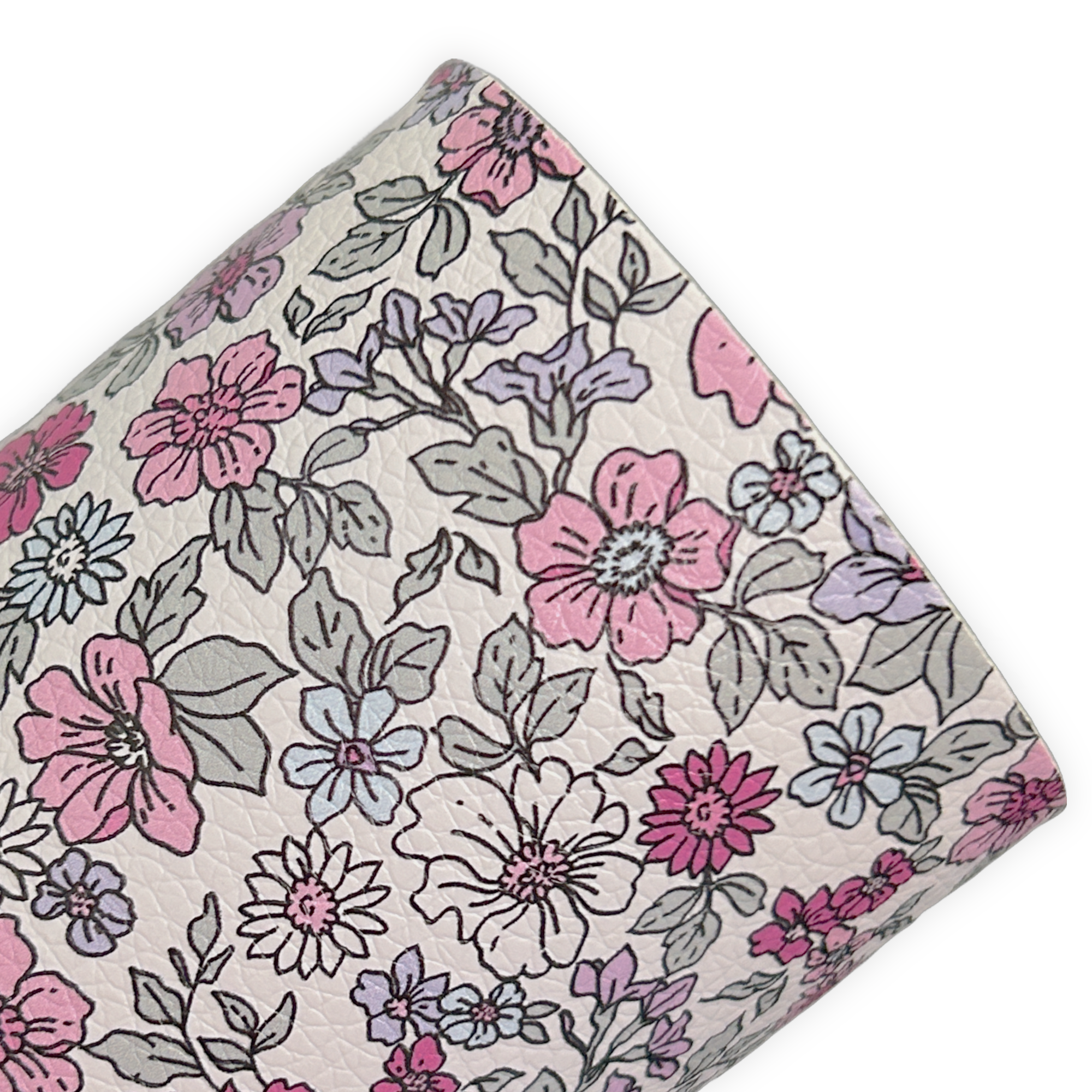 Blush Meadow Floral Printed Litchi Faux Leather Sheets