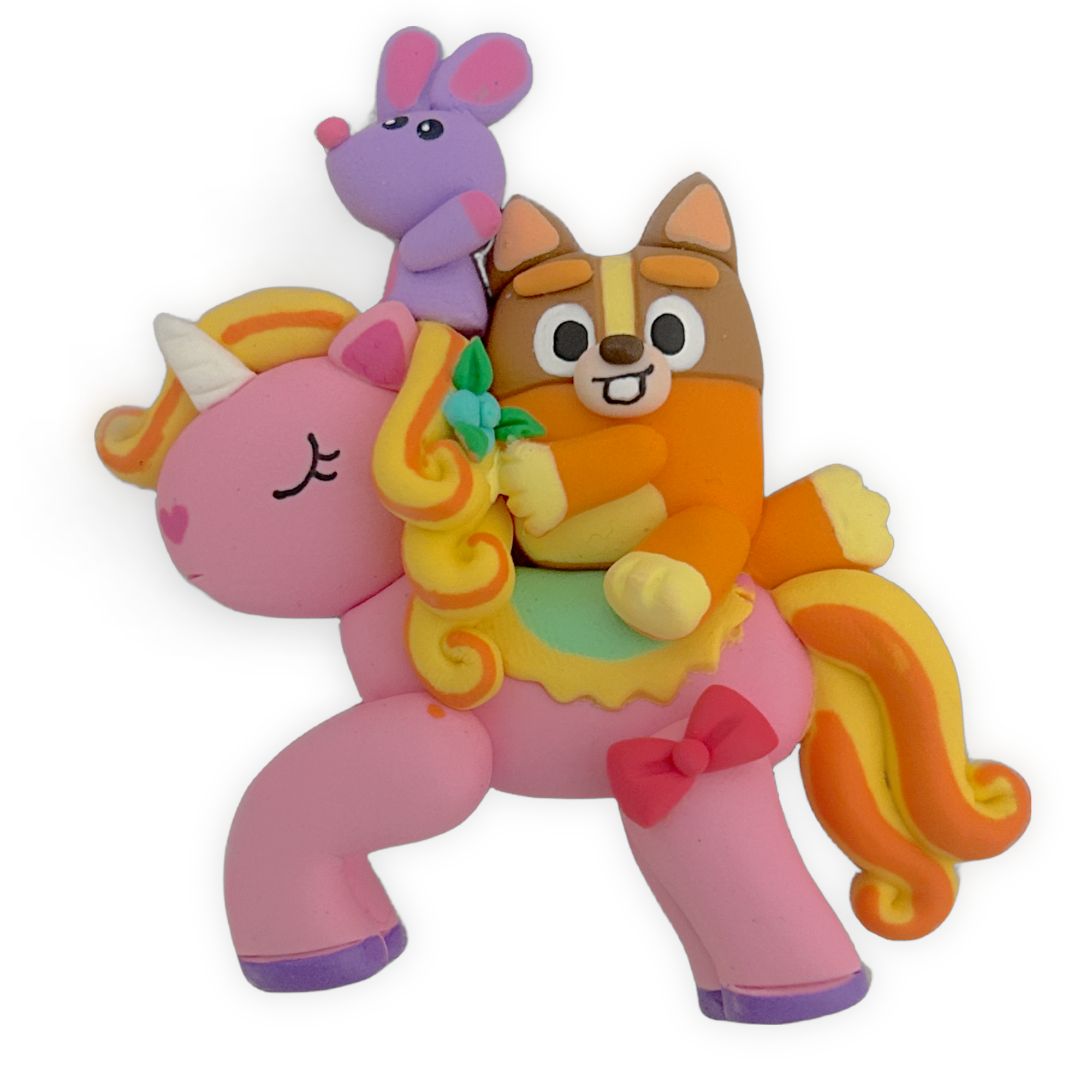 Orange Pup Unicorn Clay Embellishment