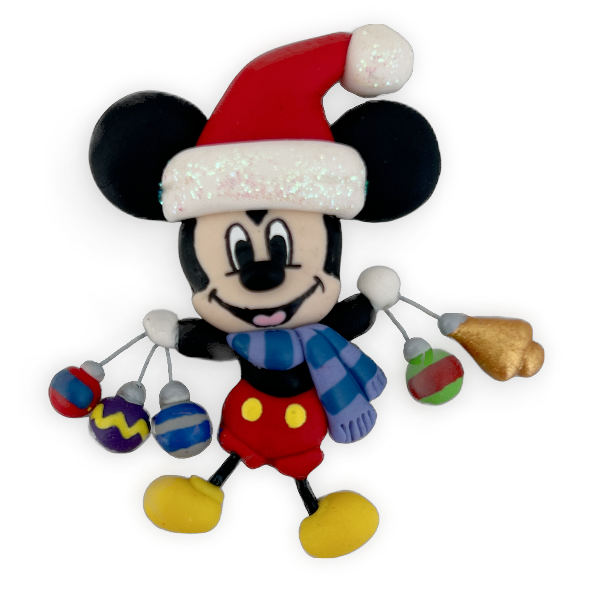 Mr Mouse with Ornaments Christmas Clay Embellishment