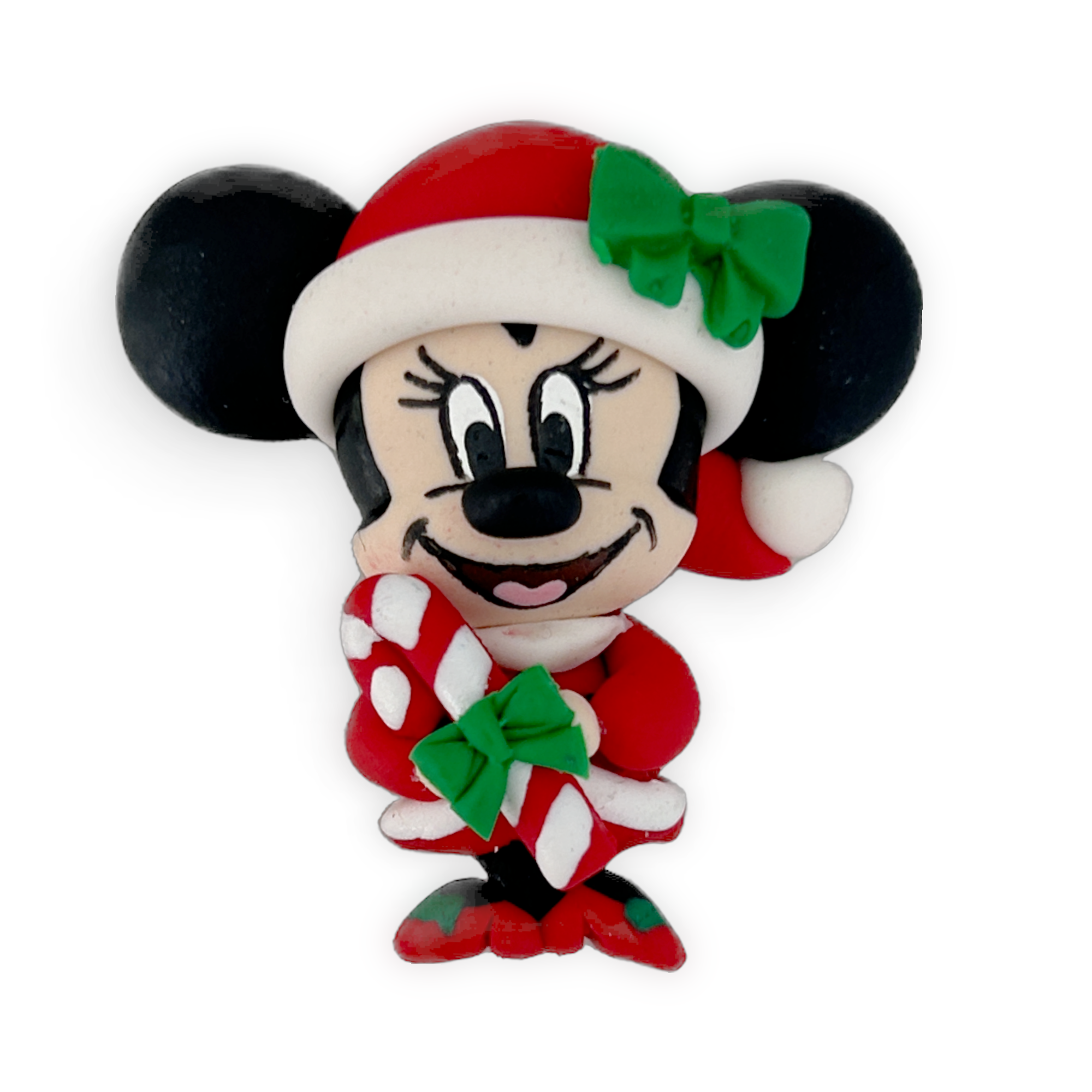 Mrs Mouse with Candy Cane Christmas Clay Embellishment