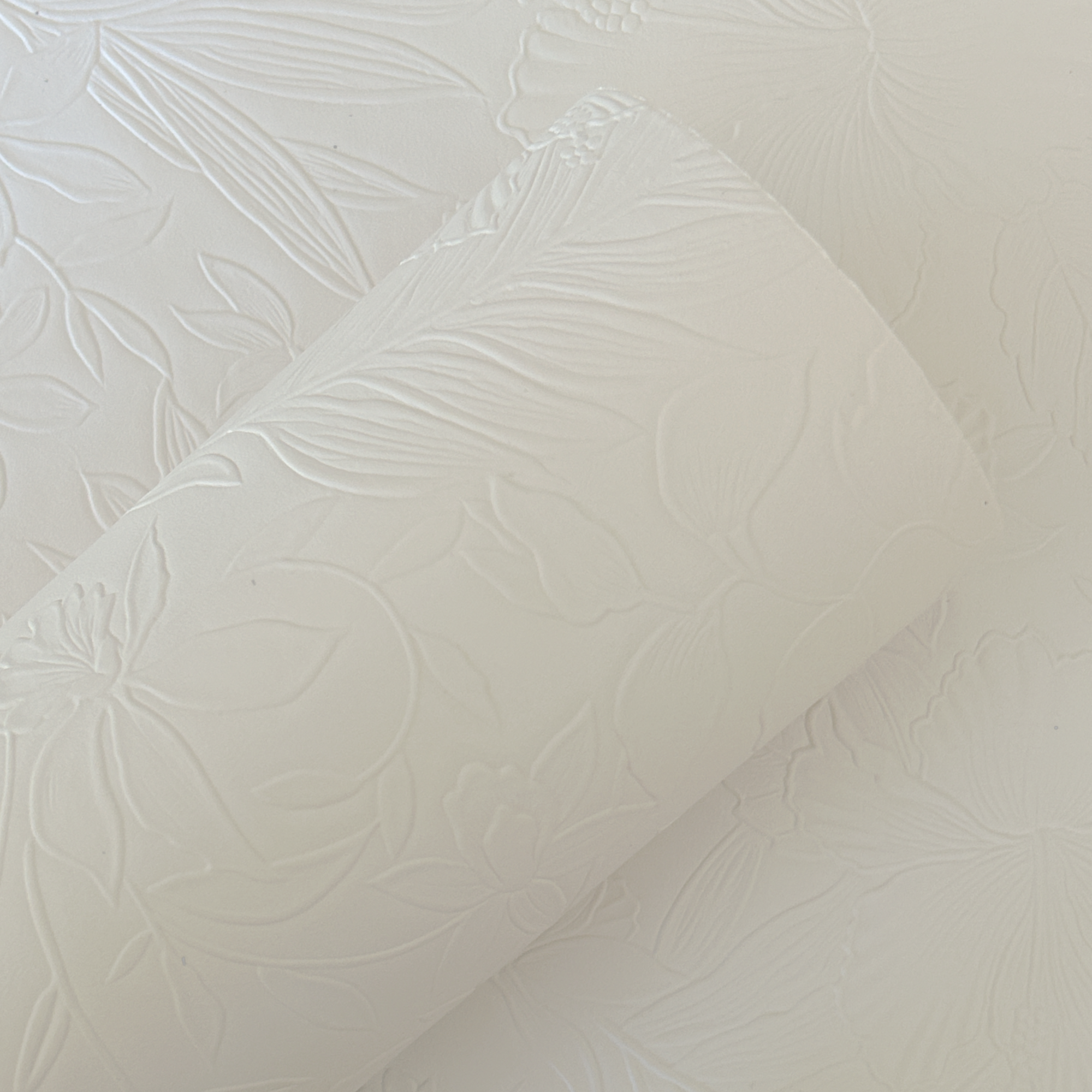 White Floral Embossed Faux Leather Sheets