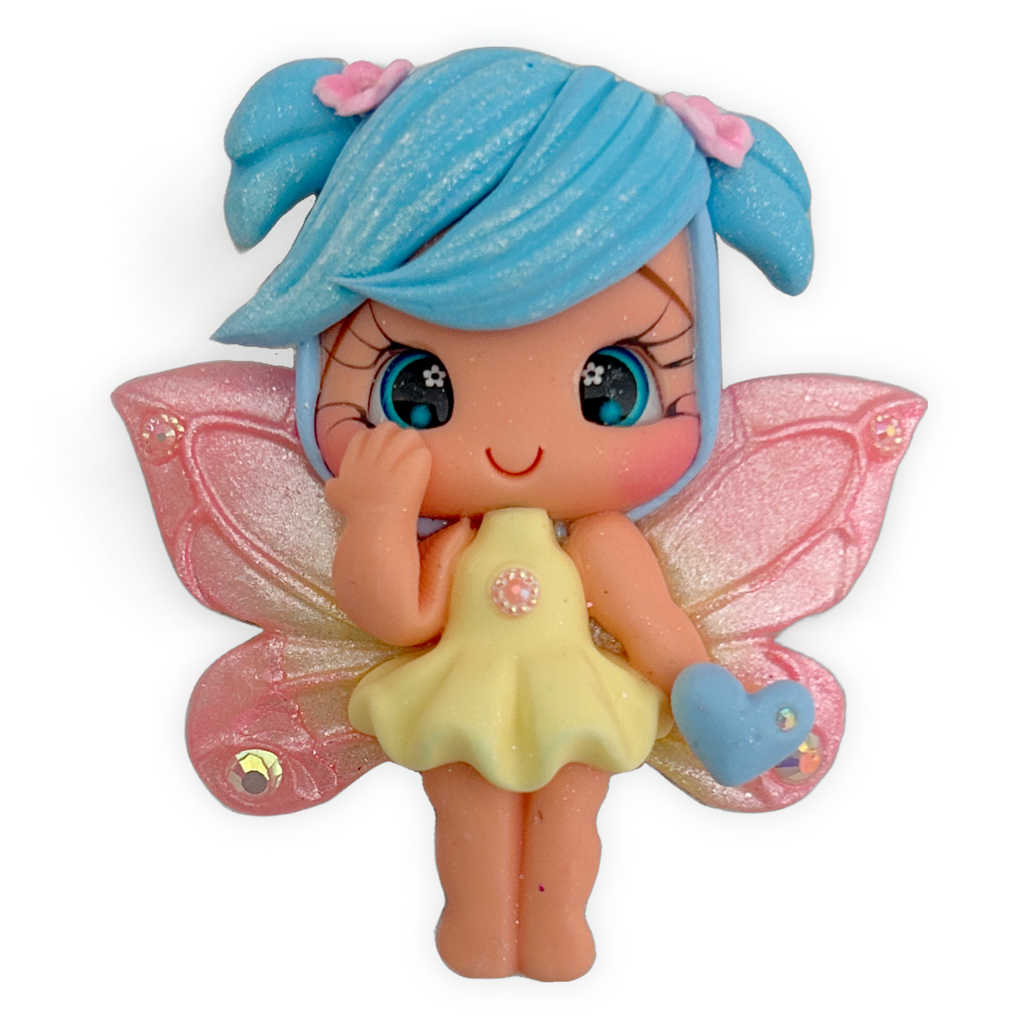 Blue Hearted Fairy Clay Embellishment