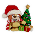 Orange Pup Christmas Bear Clay Embellishment