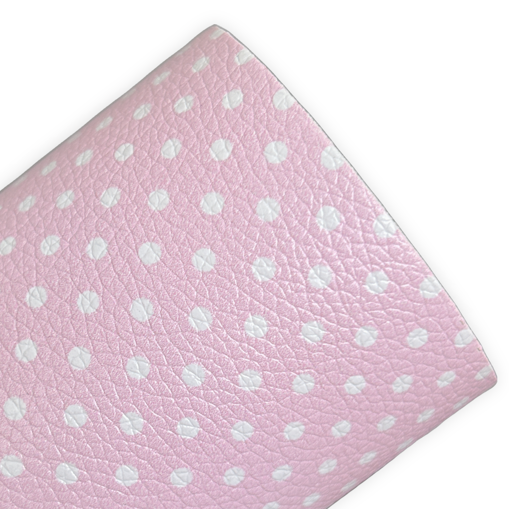 Baby Pink Polka Dot Litchi Printed Faux Leather Sheets