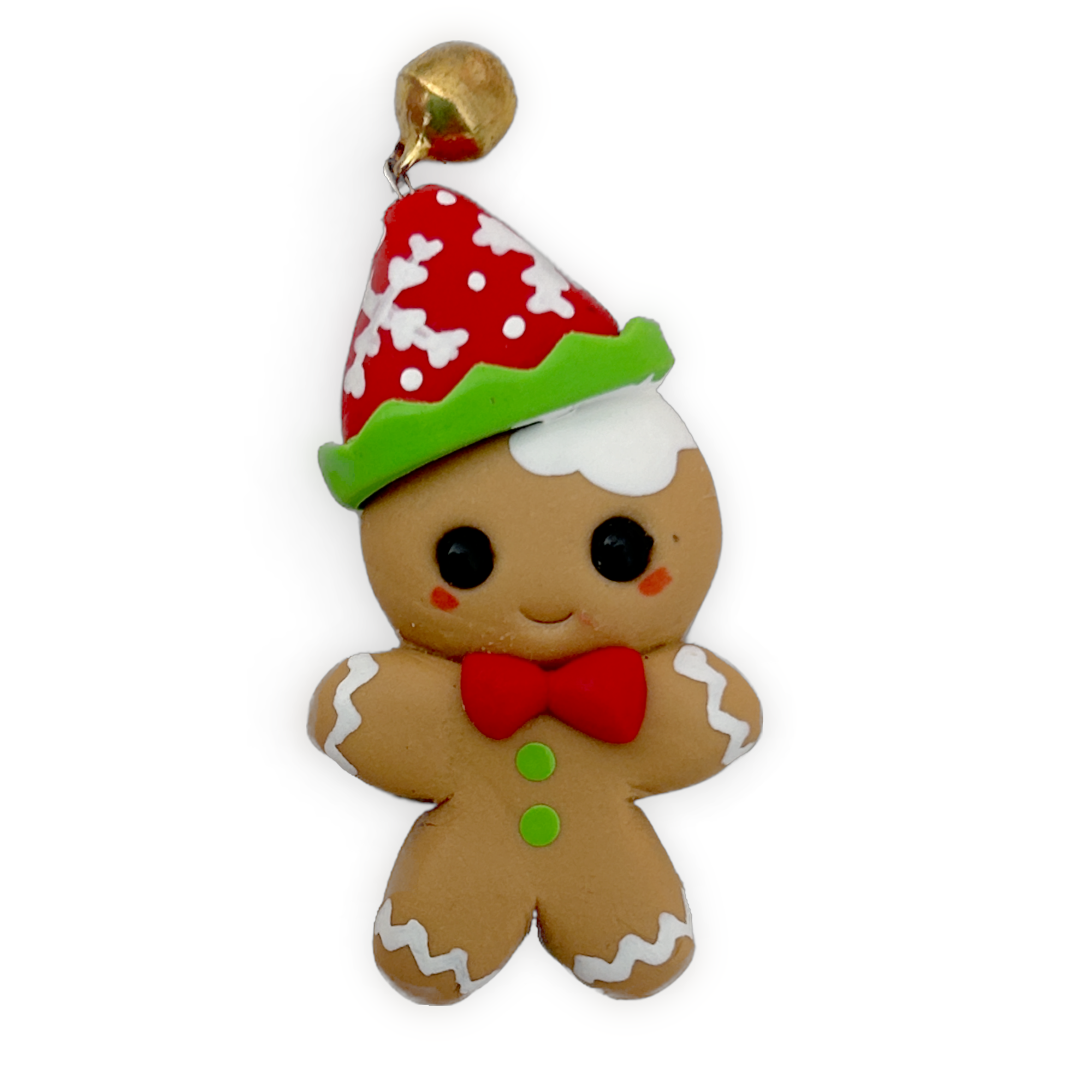 Gingerbread with Bell Christmas Clay Embellishment