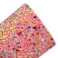 Pink Confetti Sparkle Mixed Chunky Glitter Leather Sheets
