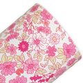 Pink Blossom Floral Printed Litchi Faux Leather Sheet
