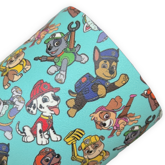 Puppy Team Teal Printed Faux Leather Sheets