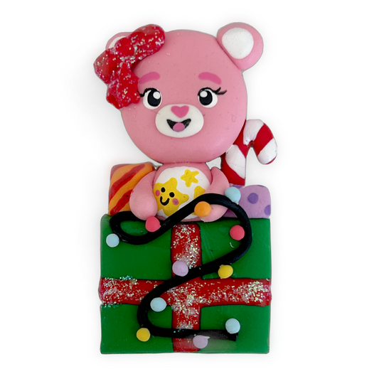 Present Bear Christmas Clay Embellishment