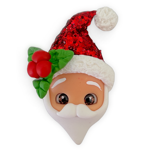 Santa Face Christmas Clay Embellishment