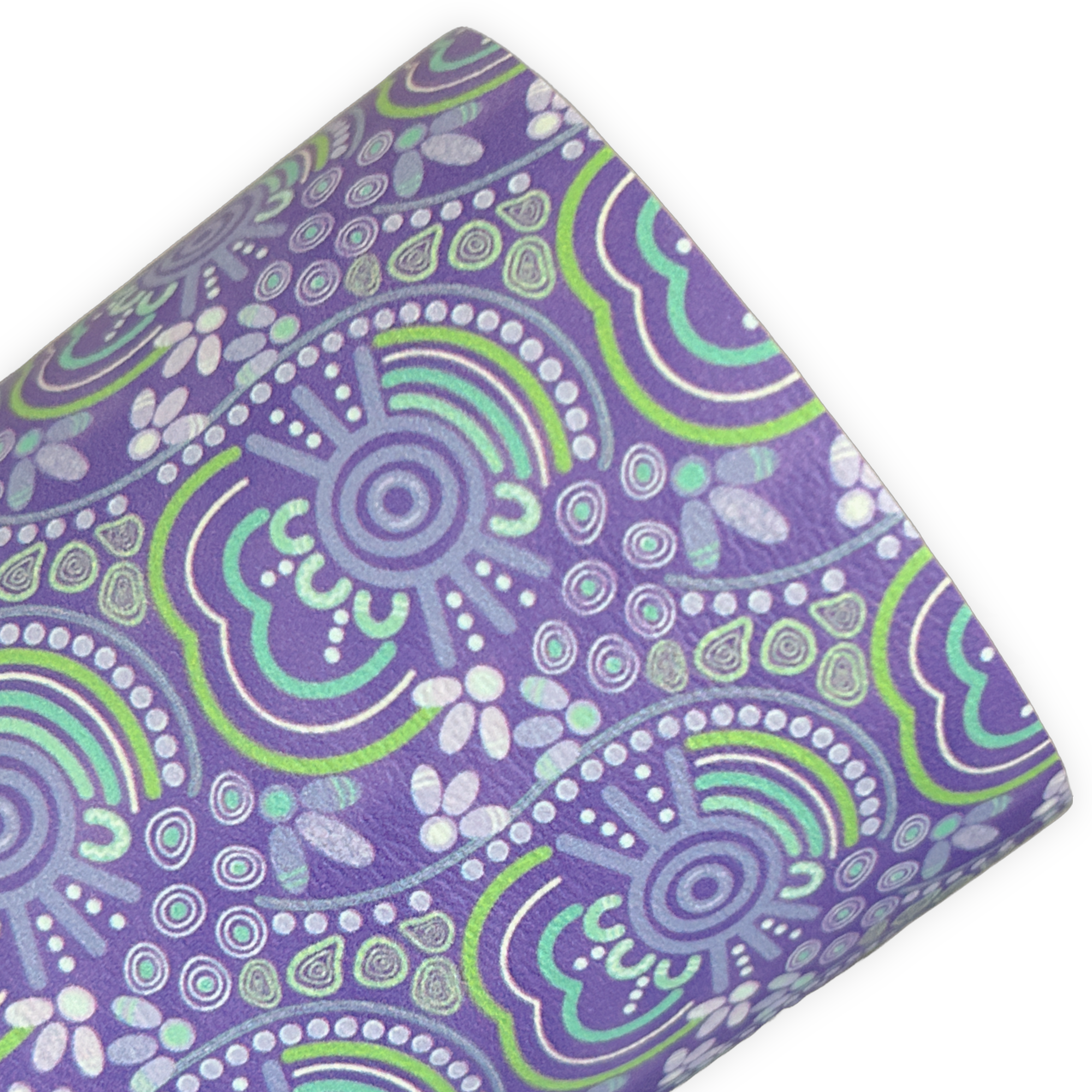 Waterways (Purple Green) Indigenous Art Printed Faux Leather Sheets