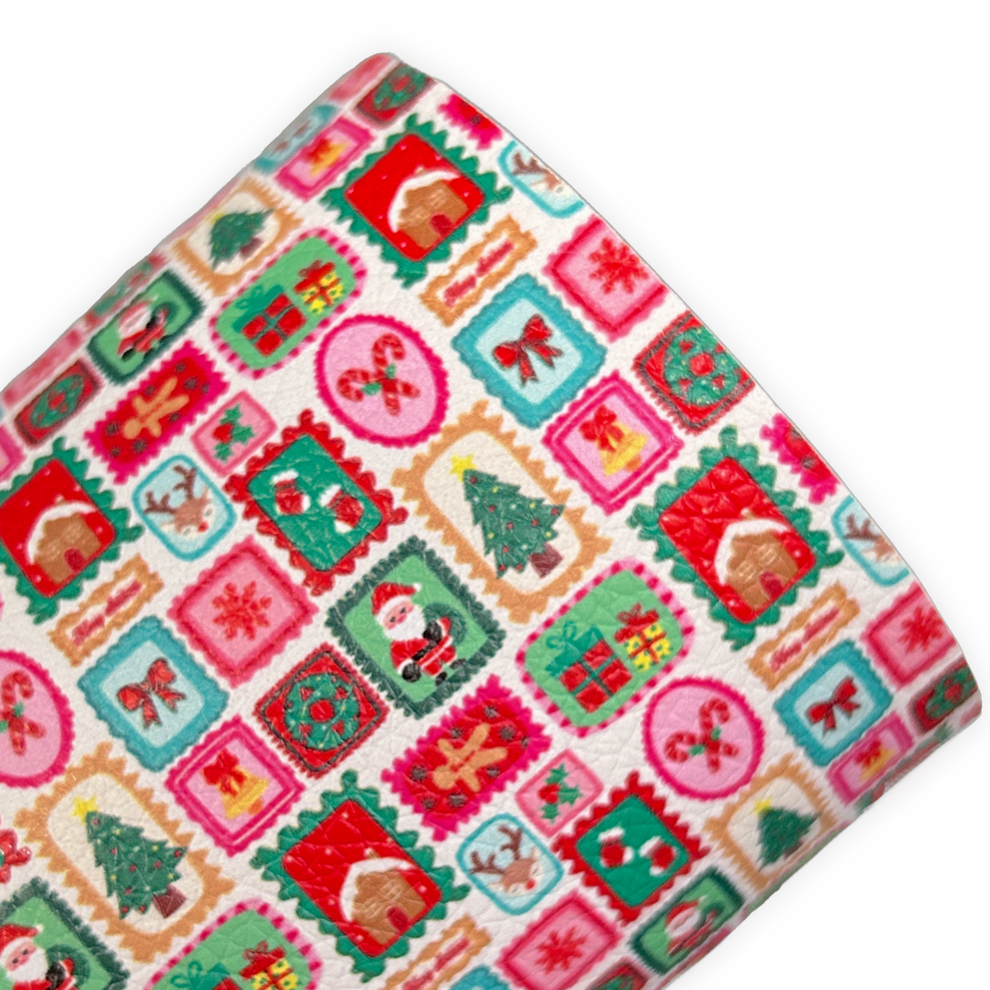 Christmas Printed Litchi Faux Leather Sheets