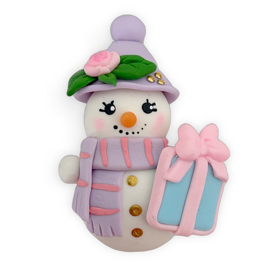 Purple Snowman Christmas Clay Embellishment