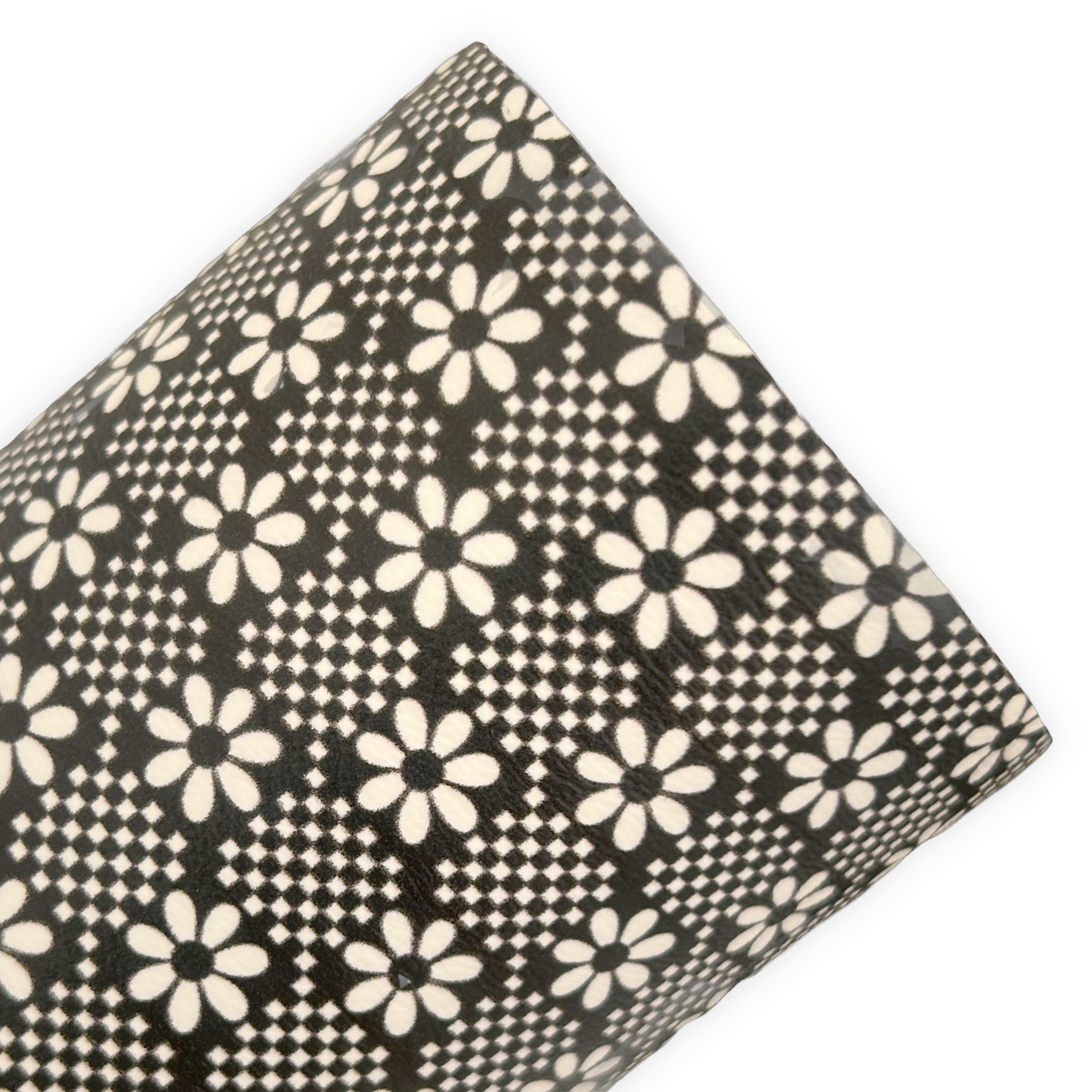 Black and White Floral Printed Faux Leather Sheets