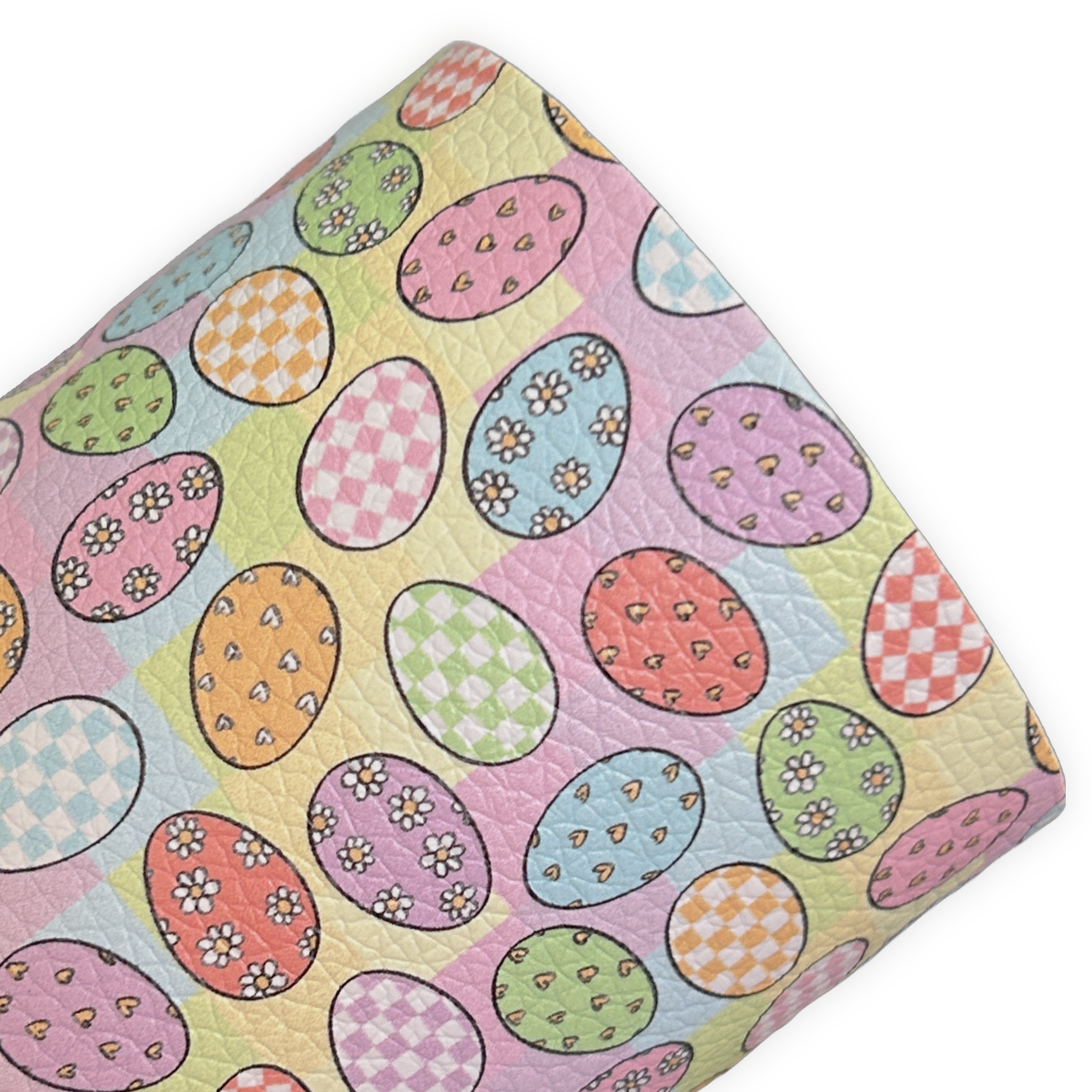 Easter Eggs Printed Litchi Faux Leather Sheet