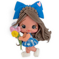 Blue Flower Girl Clay Embellishment