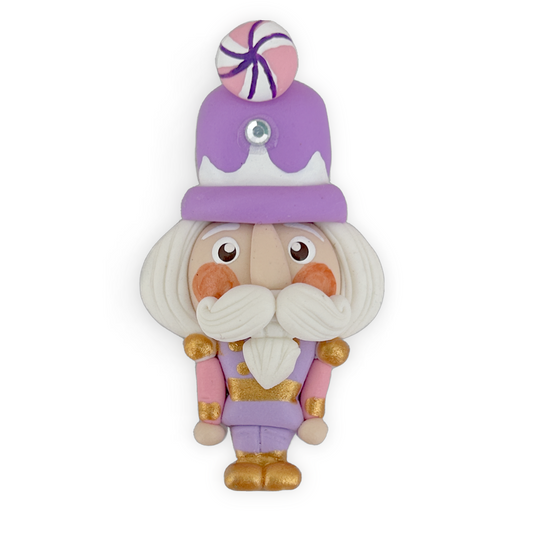 Purple Nutcracker Solider Christmas Clay Embellishment
