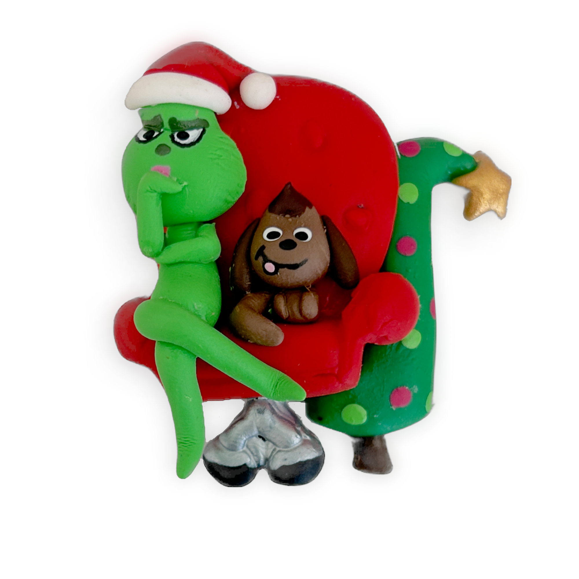 Green Monster Christmas Clay Embellishment