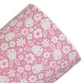 Pink Easter Bunny Printed Litchi Faux Leather Sheet