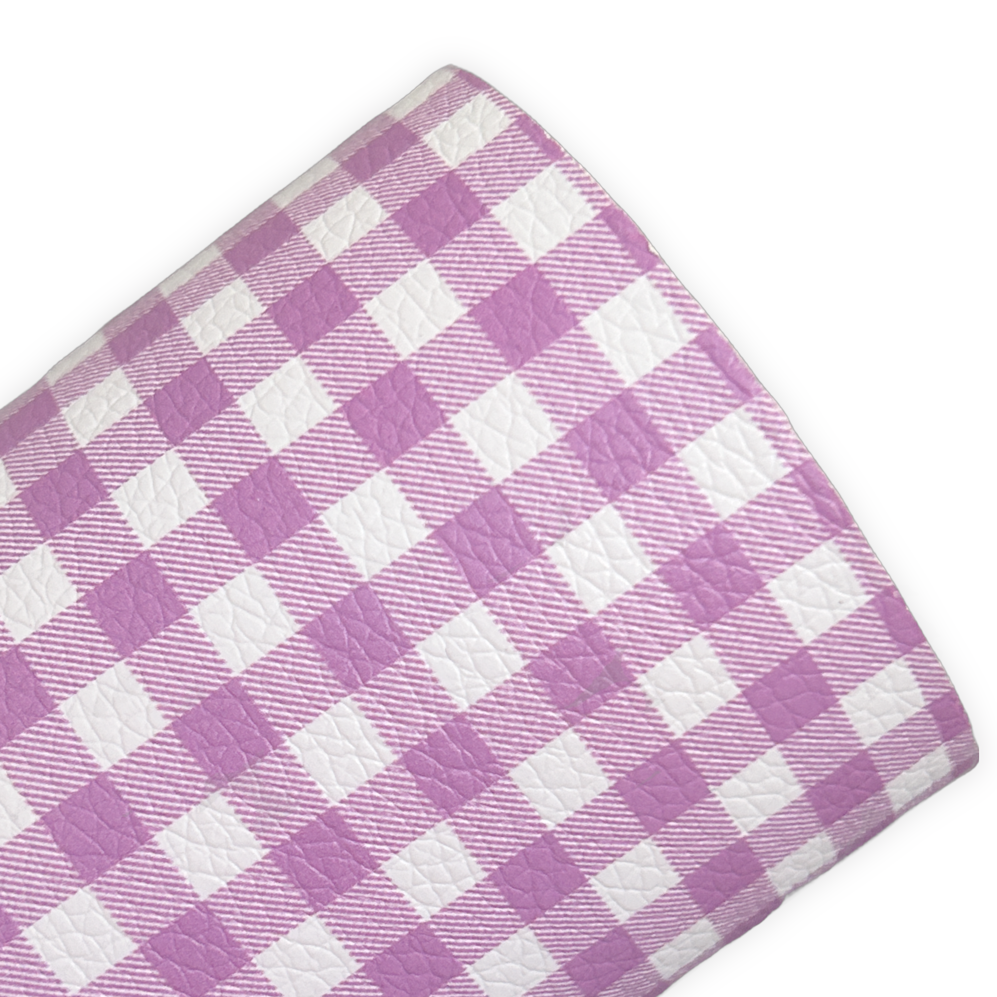 Purple Gingham Printed Litchi Faux Leather Sheets