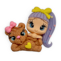 Teddy Bear Girl Clay Embellishment