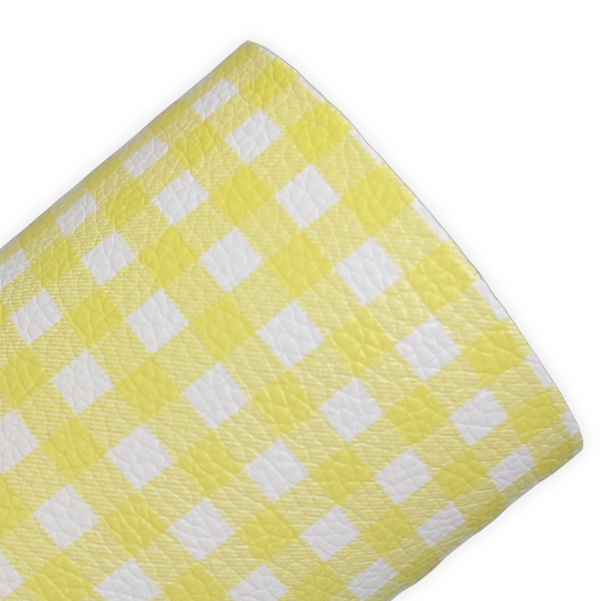 Yellow Gingham Printed Litchi Faux Leather Sheets