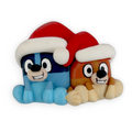 Blue Pup Christmas Bear Clay Embellishment