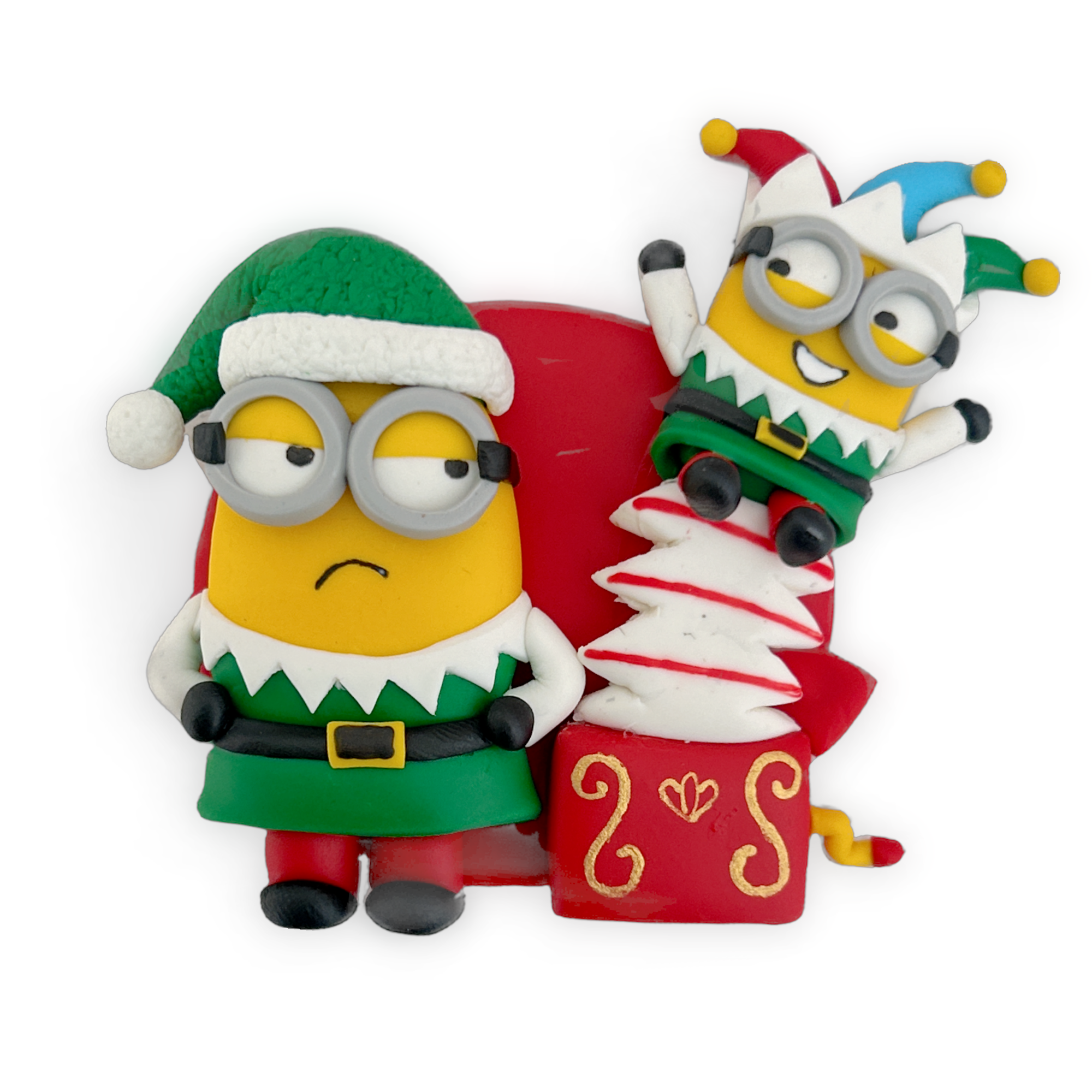 Yellow Guy Elf Cameo Christmas Clay Embellishment