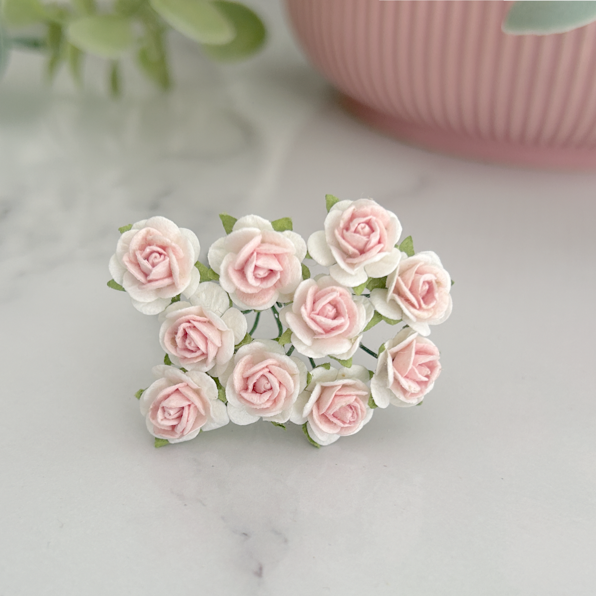 Soft Pink 1cm Rose (Pack of 10) Mulberry Paper Flowers