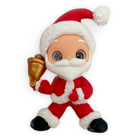 Santa with Bell Christmas Clay Embellishment