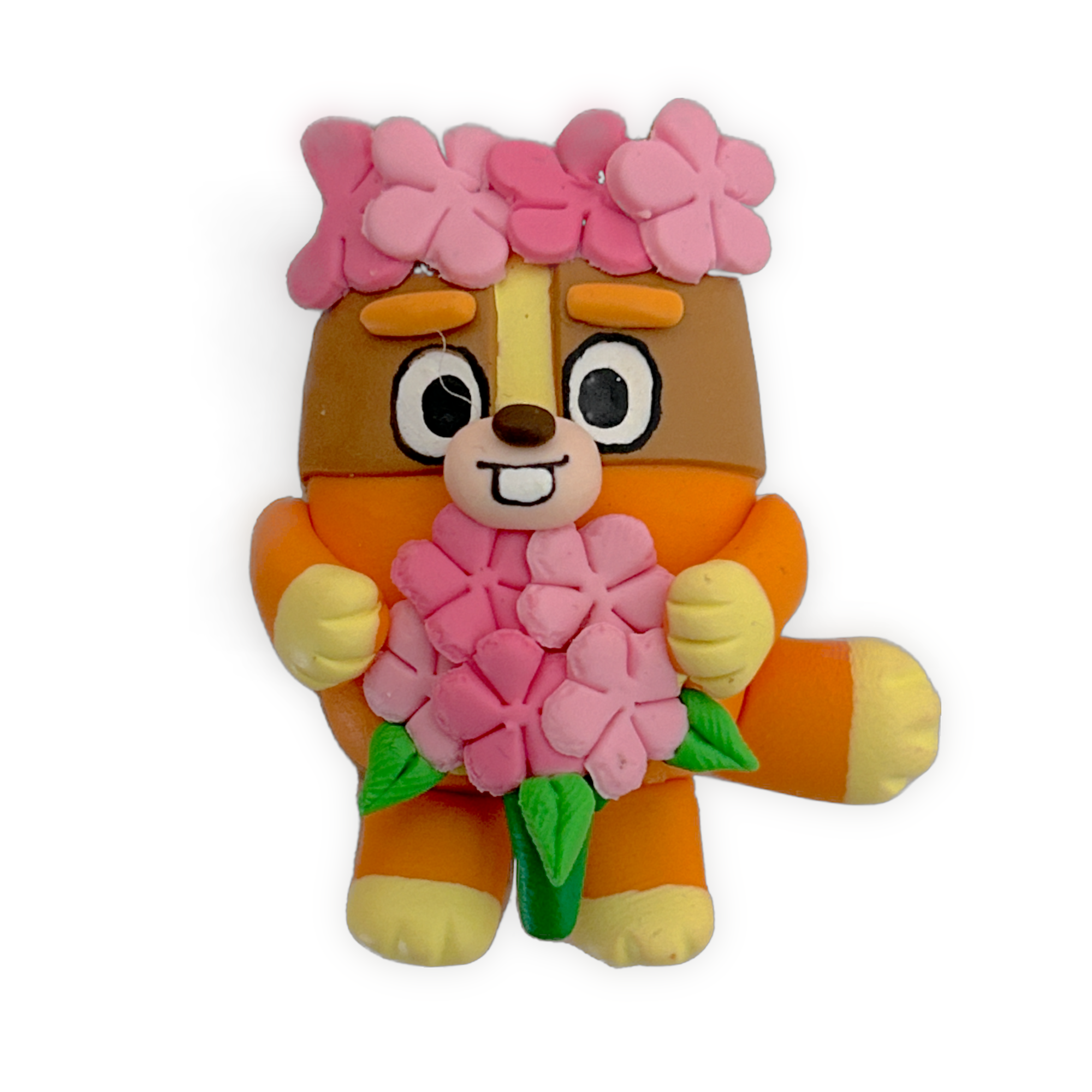 Orange Pup Flower Girl Clay Embellishment