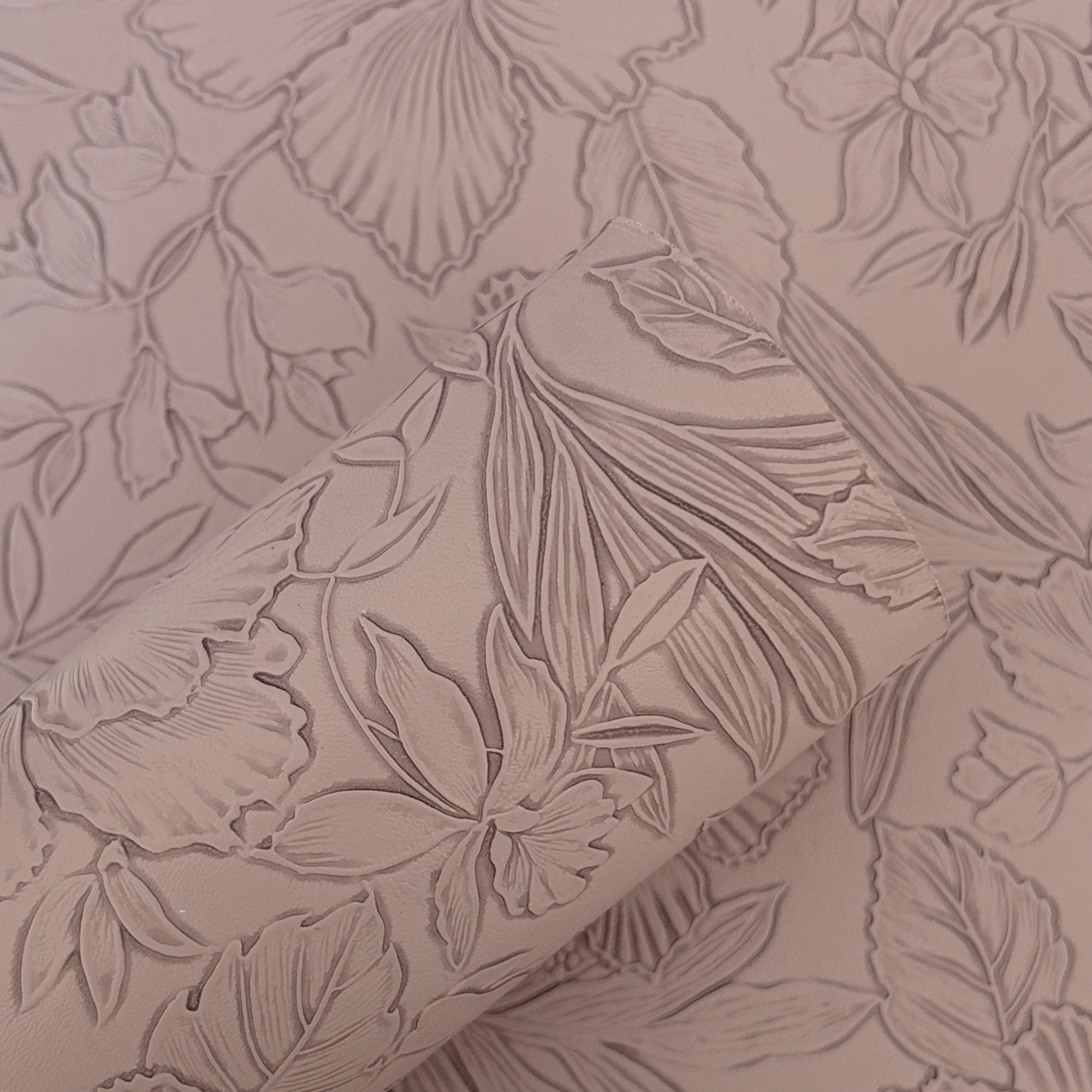 Dusty Mauve Floral Embossed Faux Leather Sheets