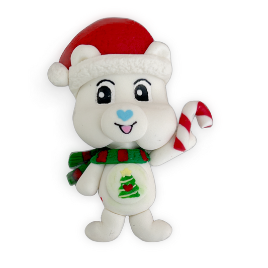 White Christmas Bear Clay Embellishment