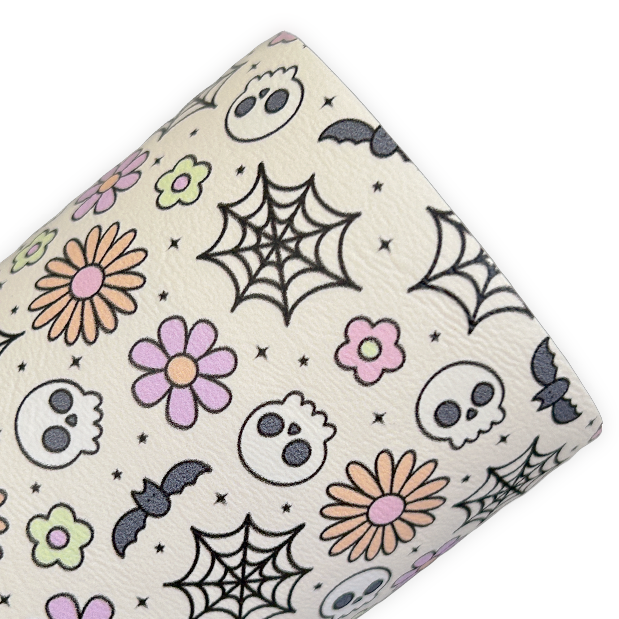 Spooky Floral Halloween Printed Faux Leather Sheets