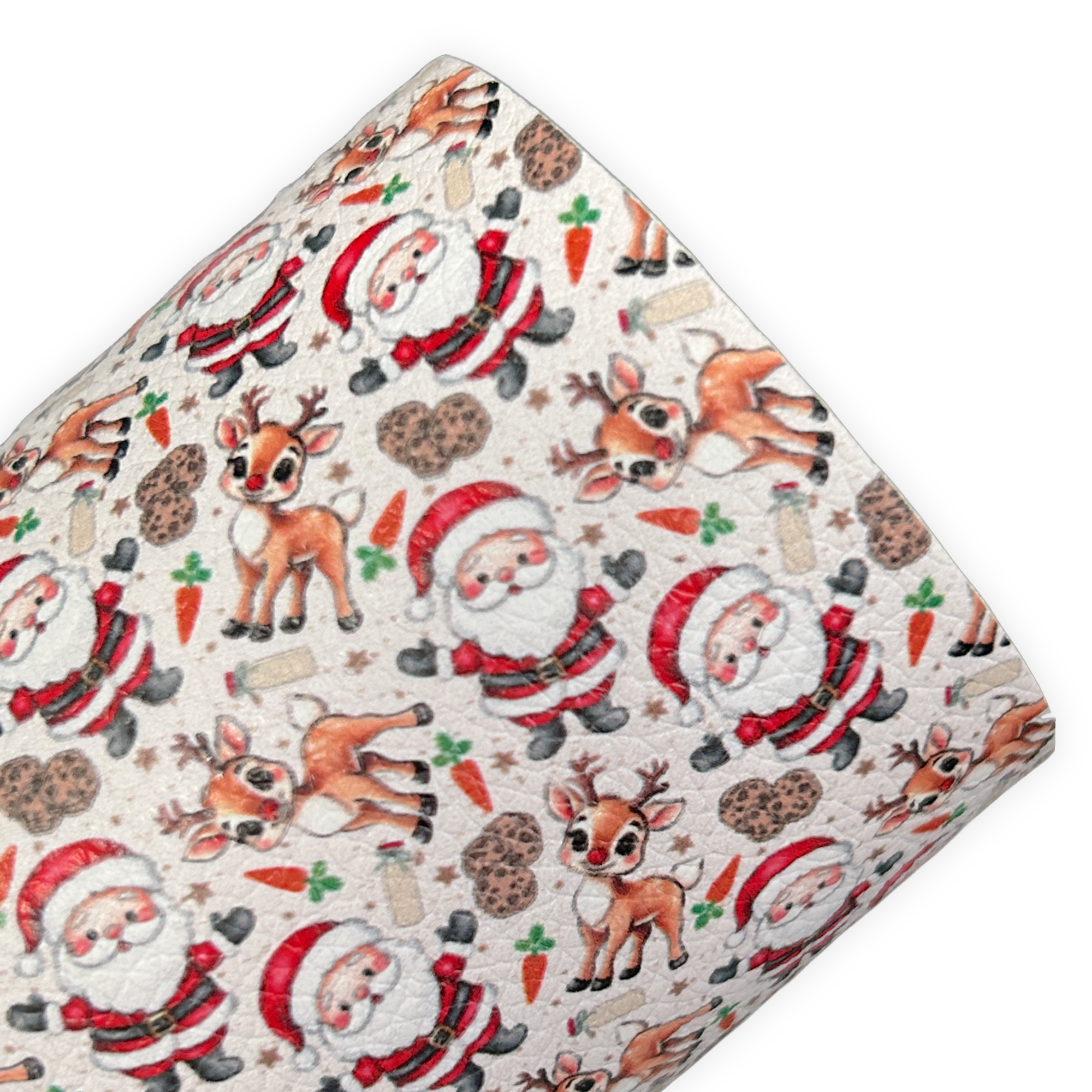 Santa Milk and Cookies Christmas Printed Litchi Faux Leather Sheets