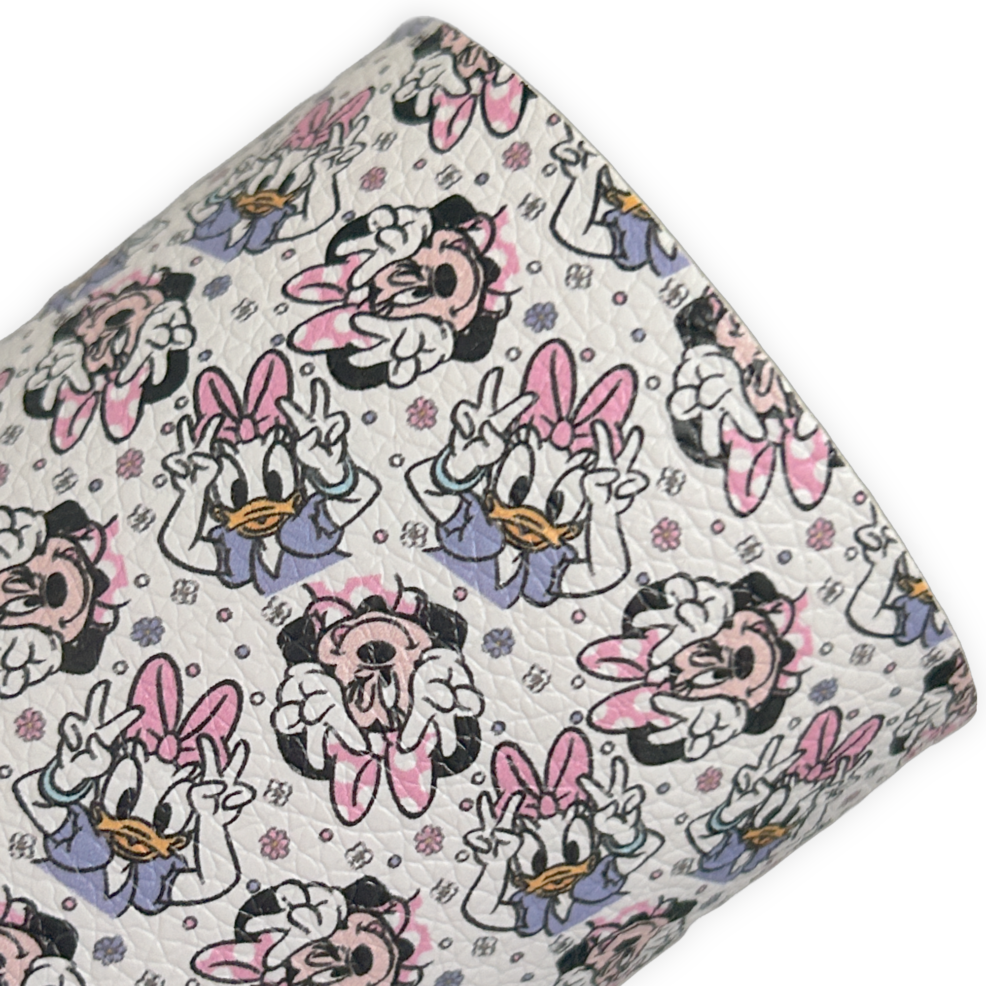 Mouse and Duck Friends Printed Litchi Faux Leather Sheets