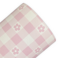 Baby Pink Floral Gingham Printed Faux Leather Sheets