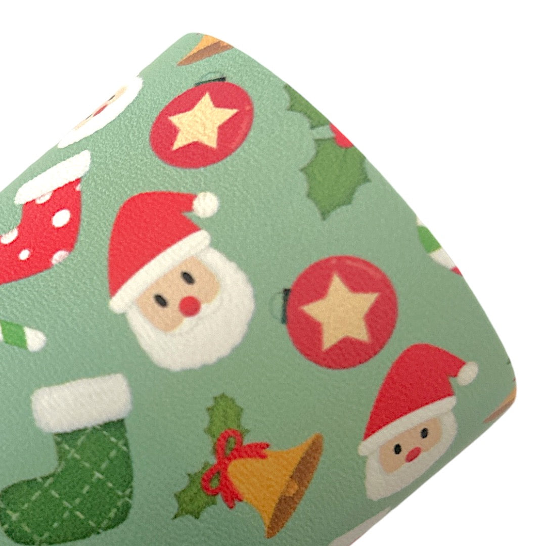 Santa Christmas Printed Faux Leather Sheets