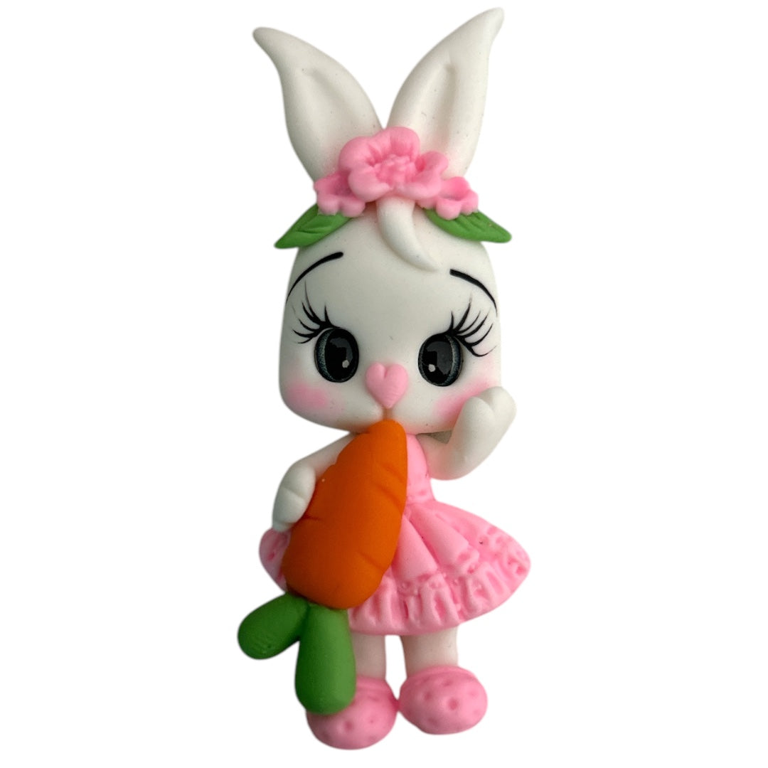 Pink Easter Bunny Clay Embellishment