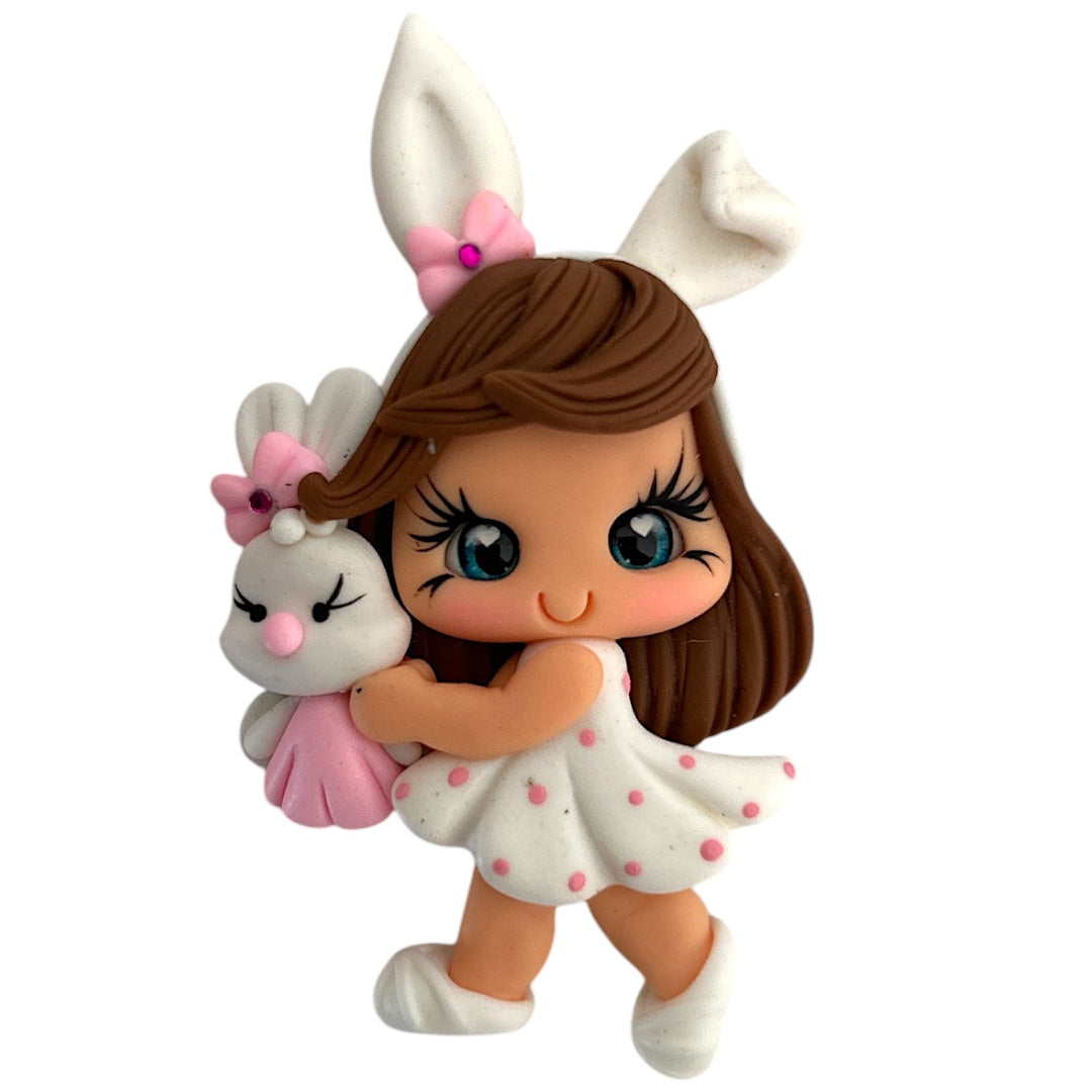 Easter Bunny Girl Clay Embellishment