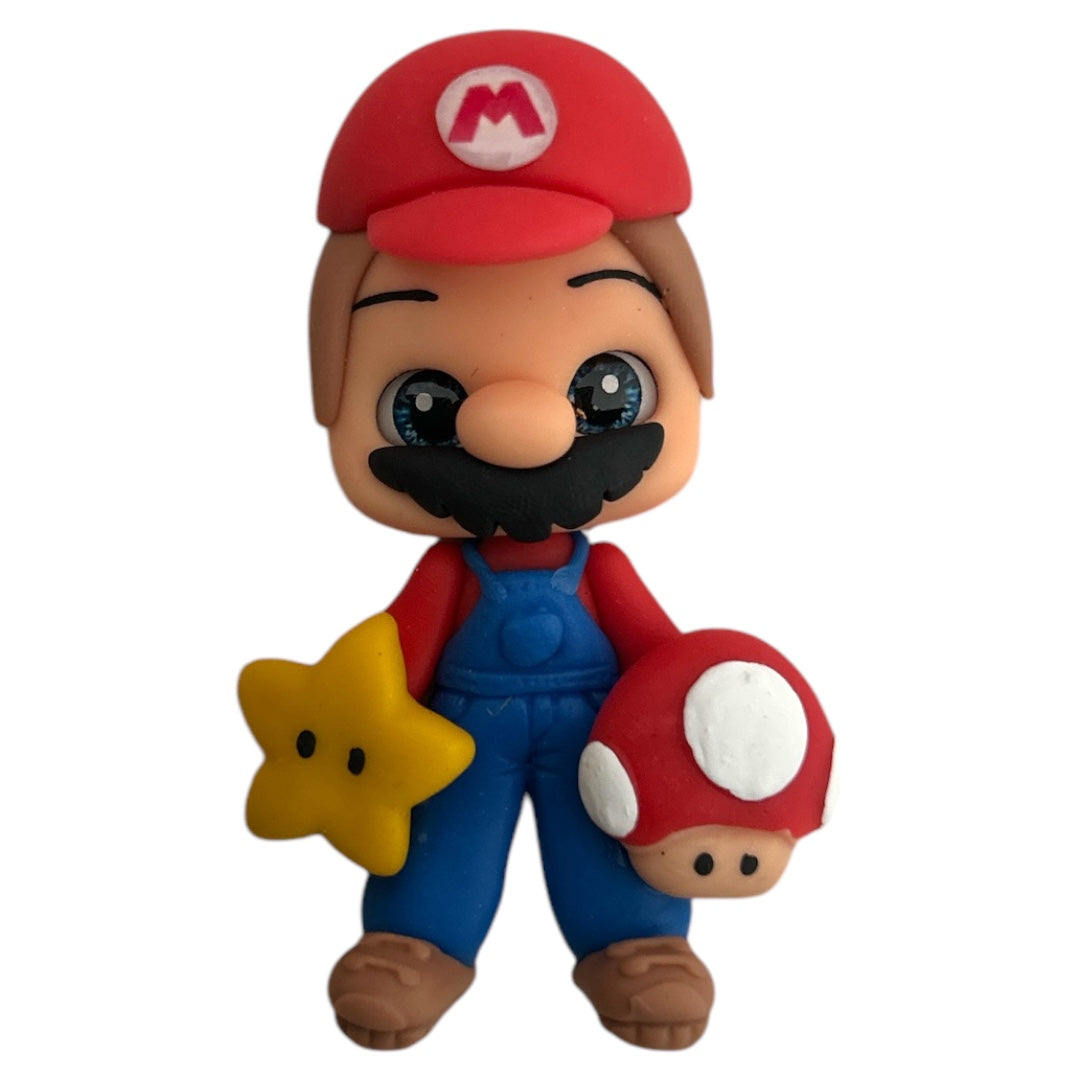 Red Plumber Game Clay Embellishment