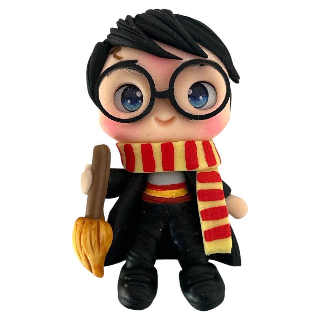 Wizard Boy with Broom Clay Embellishment