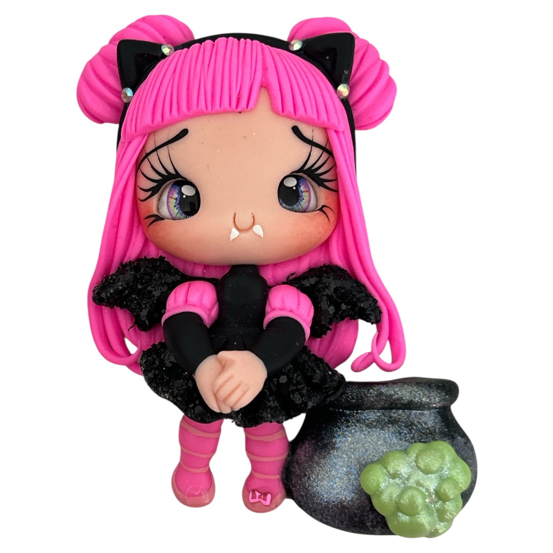 Halloween Bat Girl Clay Embellishment