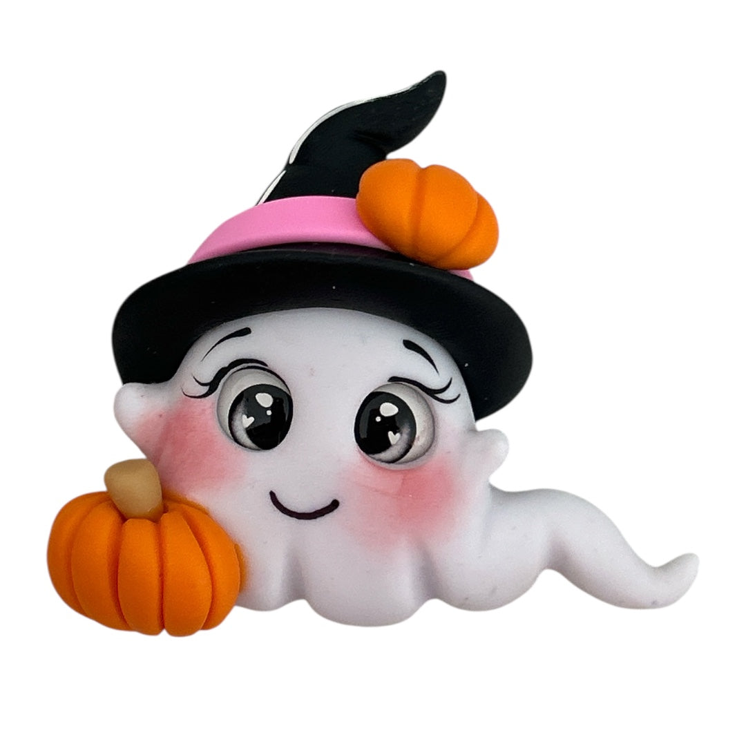 Halloween Pumpkin Ghost Clay Embellishment